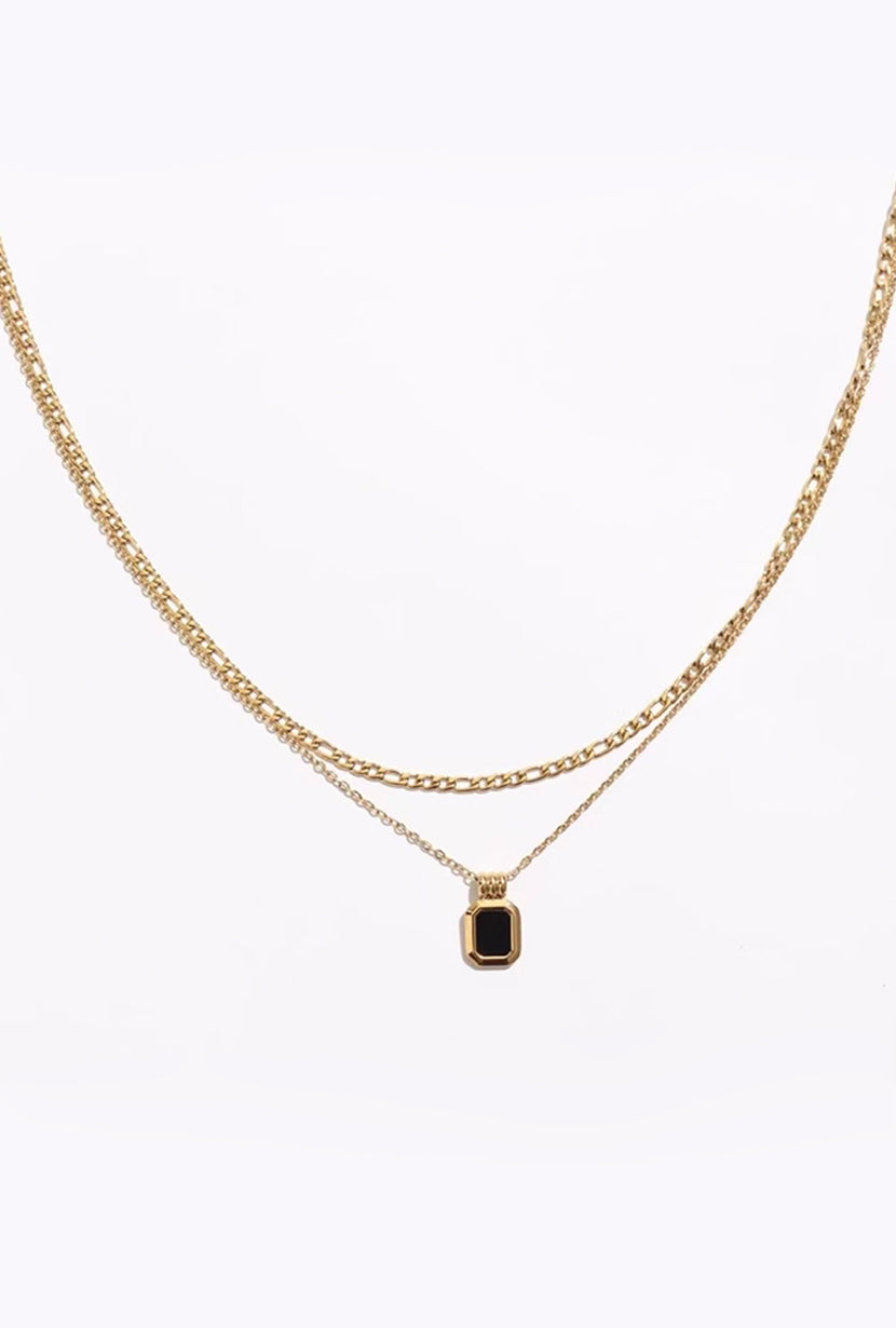 Petite Studio's Onyx Double Layered Gold Chain Necklace