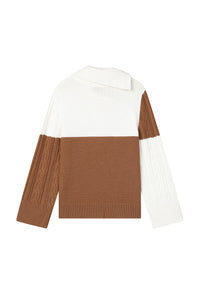 Petite Studio's Rowen Wool Sweater in Ivory & Caramel 