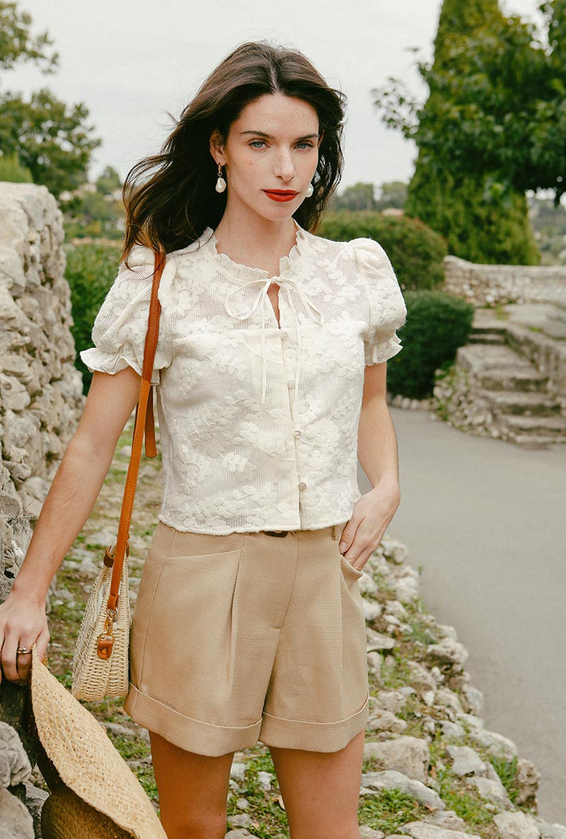 Petite Studio's Earline Top in Ivory Lace