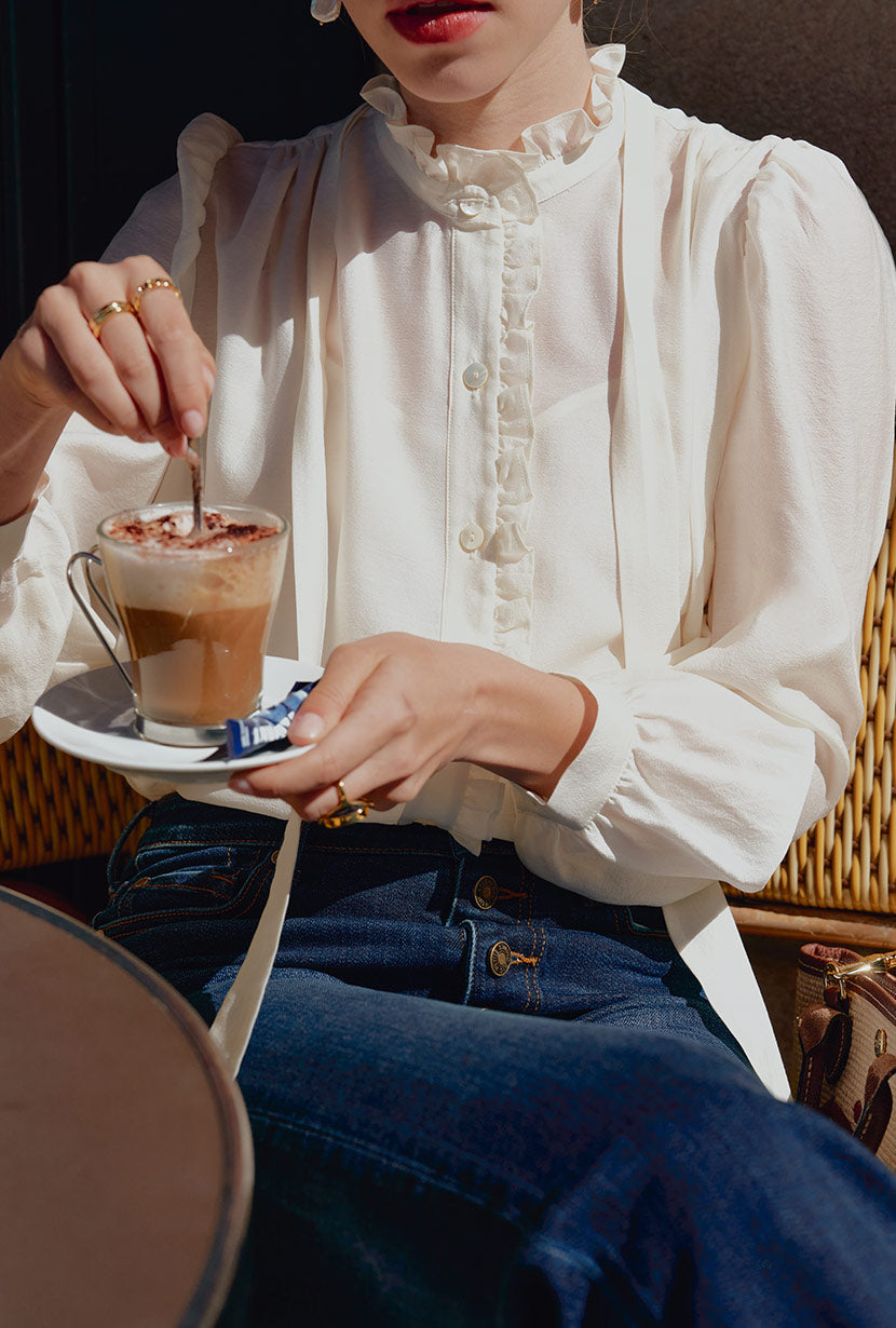 Petite Studio NYC Tonette Blouse in Ivory