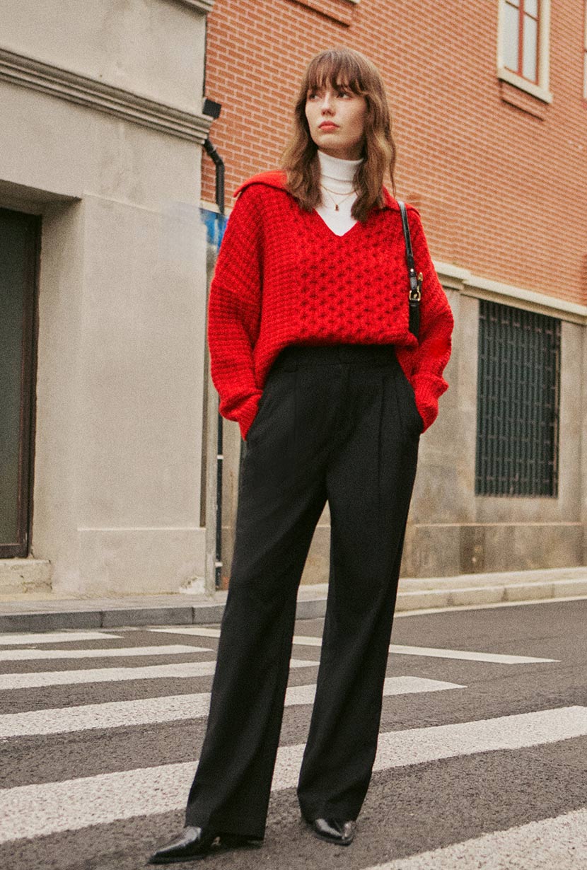 Petite Studio's Blanca Wool Sweater in Red