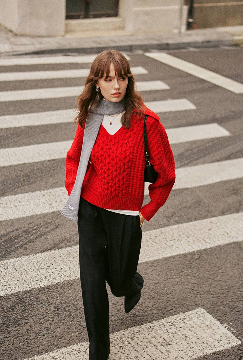 Petite Studio's Blanca Wool Sweater in Red