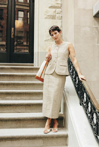 Petite Studio NYC's Ines Linen Vest in Oat