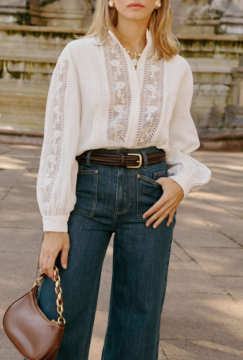 Petite Studio's Walnut Woven Belt with Brass Buckle