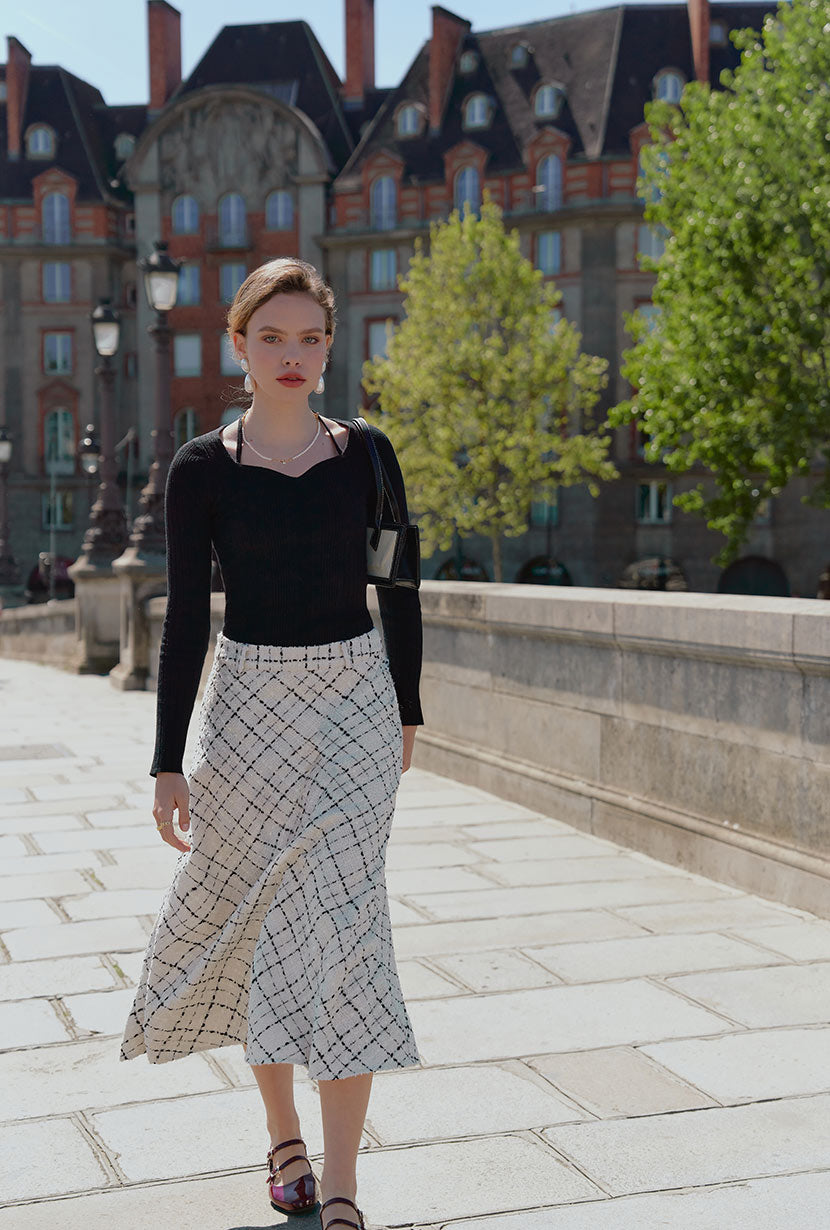 Petite Studio s Monty Midi Tweed Skirt in Ivory Women s Fashion