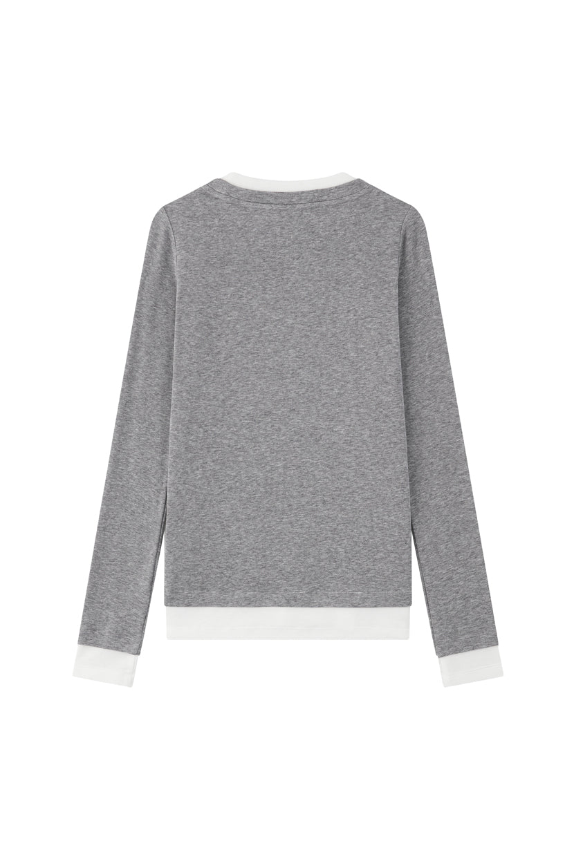 Petite Studio's Hedi Wool Blend Layered Top in Grey