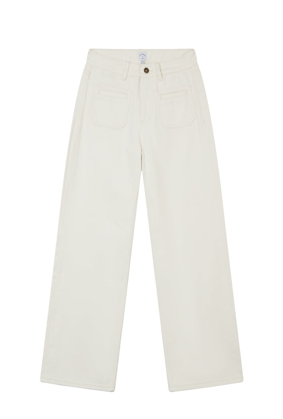 Petite Studio's Odilia Mid Rise Straight Leg Jeans in Cream