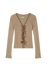 Petite Studio NYC's Reine Cotton Cardigan in Camel