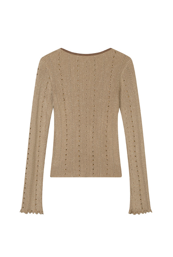 Petite Studio NYC's Reine Cotton Cardigan in Camel