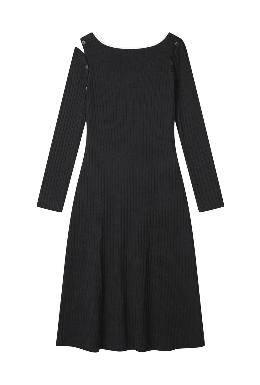 Ophelia Adjustable Sleeve Knit Dress - Black