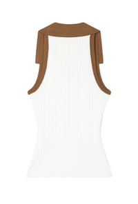 Petite Studio's Jody Knit Top in Ivory and Camel