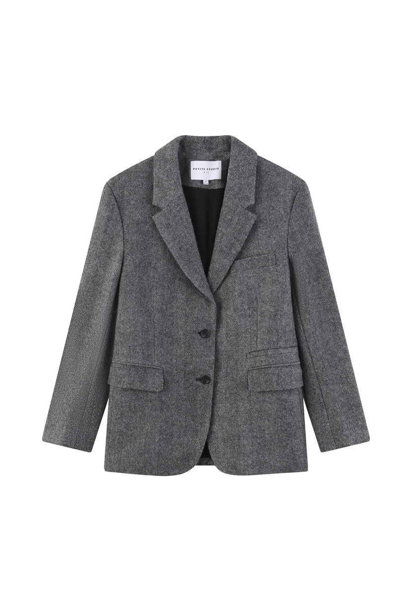 Petite Studio's Vito Wool Blazer in Cool Grey 