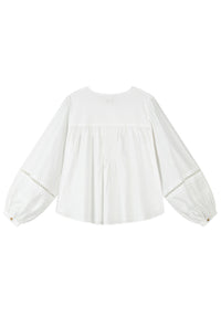 Petite Studio NYC's Elyna Linen Blouse in White