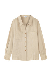 Petite Studio NYC's Benoite Linen Shirt in Ecru