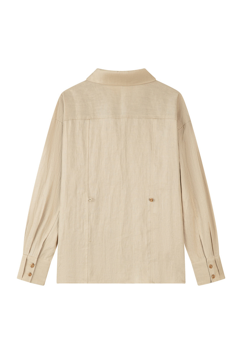 Petite Studio NYC's Benoite Linen Shirt in Ecru