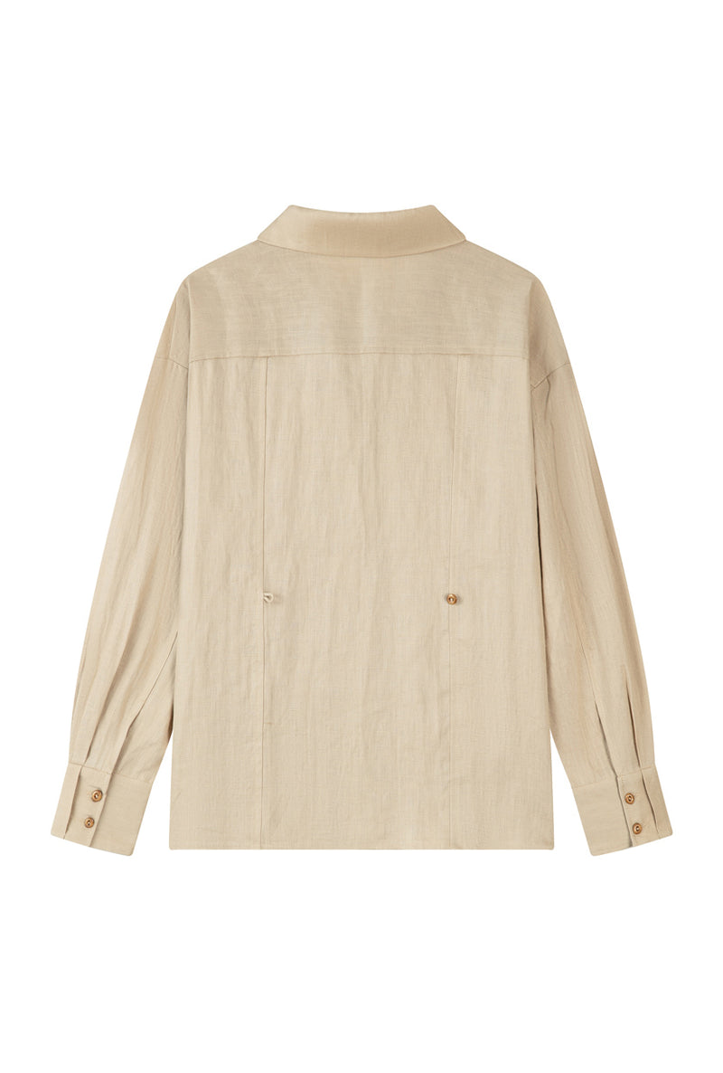 Petite Studio NYC's Benoite Linen Shirt in Ecru