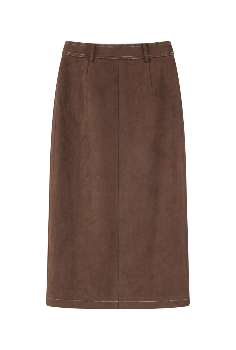 Petite Studio's Debbie Wool Pencil Skirt in Chocolate