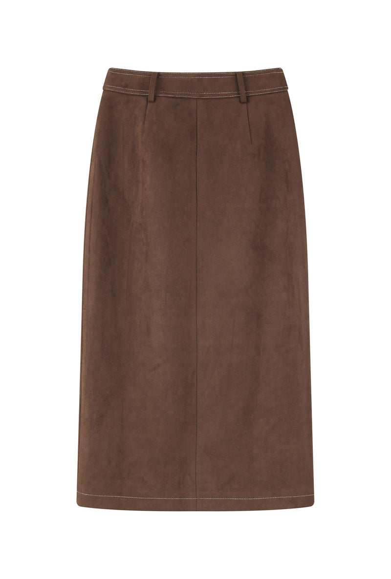 Petite Studio's Debbie Wool Pencil Skirt in Chocolate