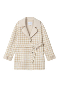 Petite Studio's Edie Reversible Wool Coat in Plaid and Ivory