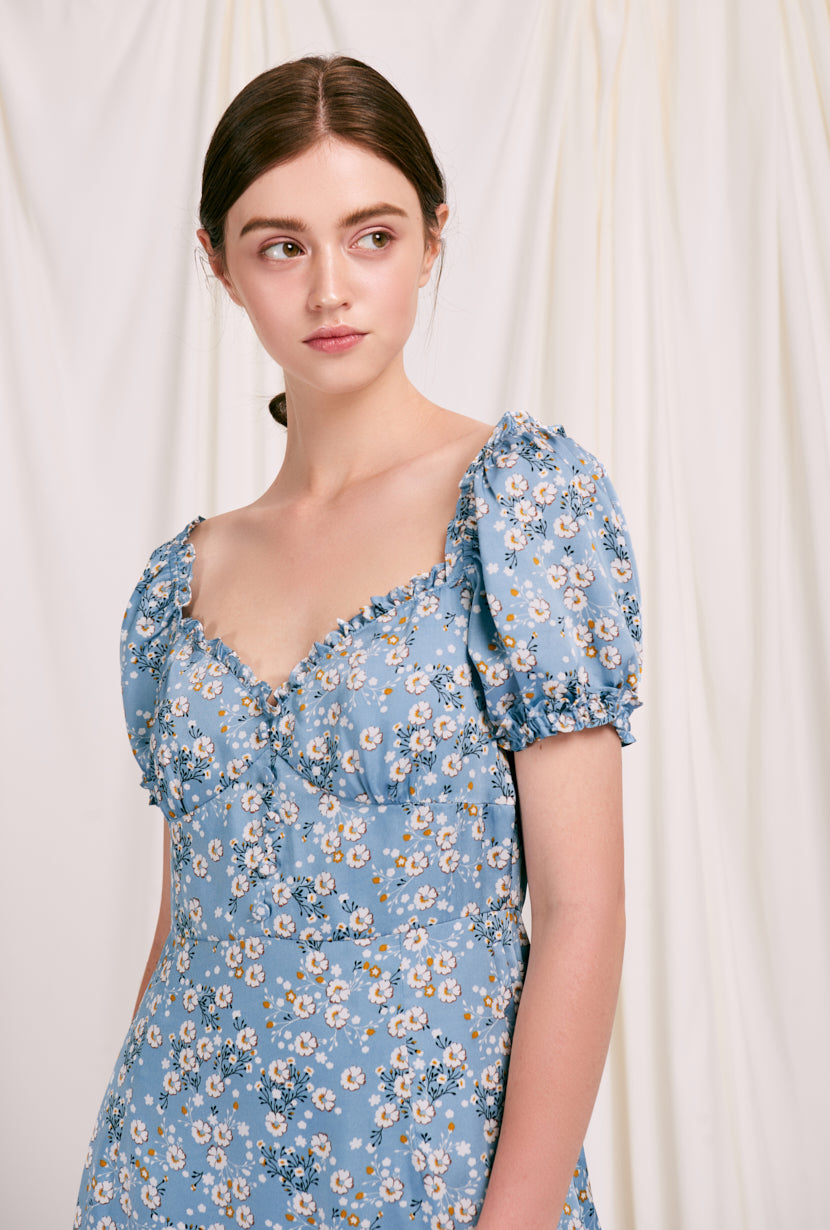 blue floral dress