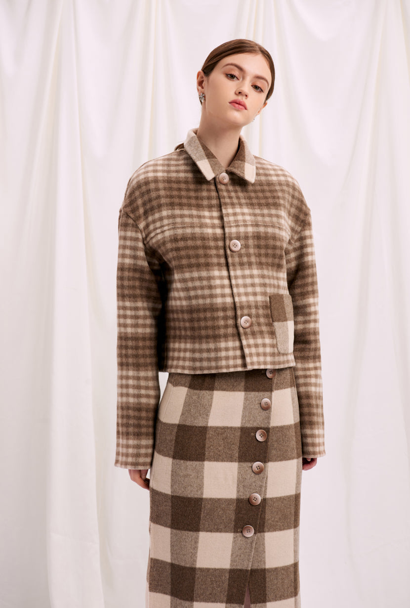 Petite Studio Memphis Reversible Wool Coat retailer in Chocolate Plaid