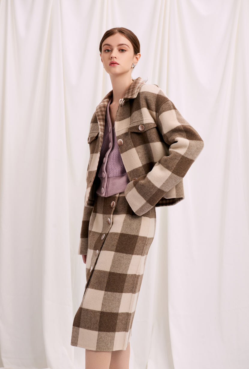 fall jacket-plaid jacket-petite fashion-petite girls-Fall 2020-Stockholm Jacket - Chocolate Plaid-Petite Studio NYC