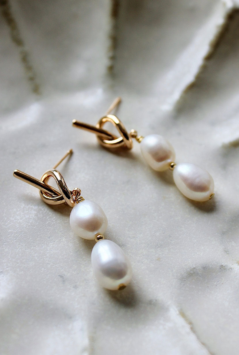 Pearl Knot Drop Earrings