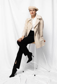 Petite Studio's Edie Reversible Wool Coat in Plaid and Ivory